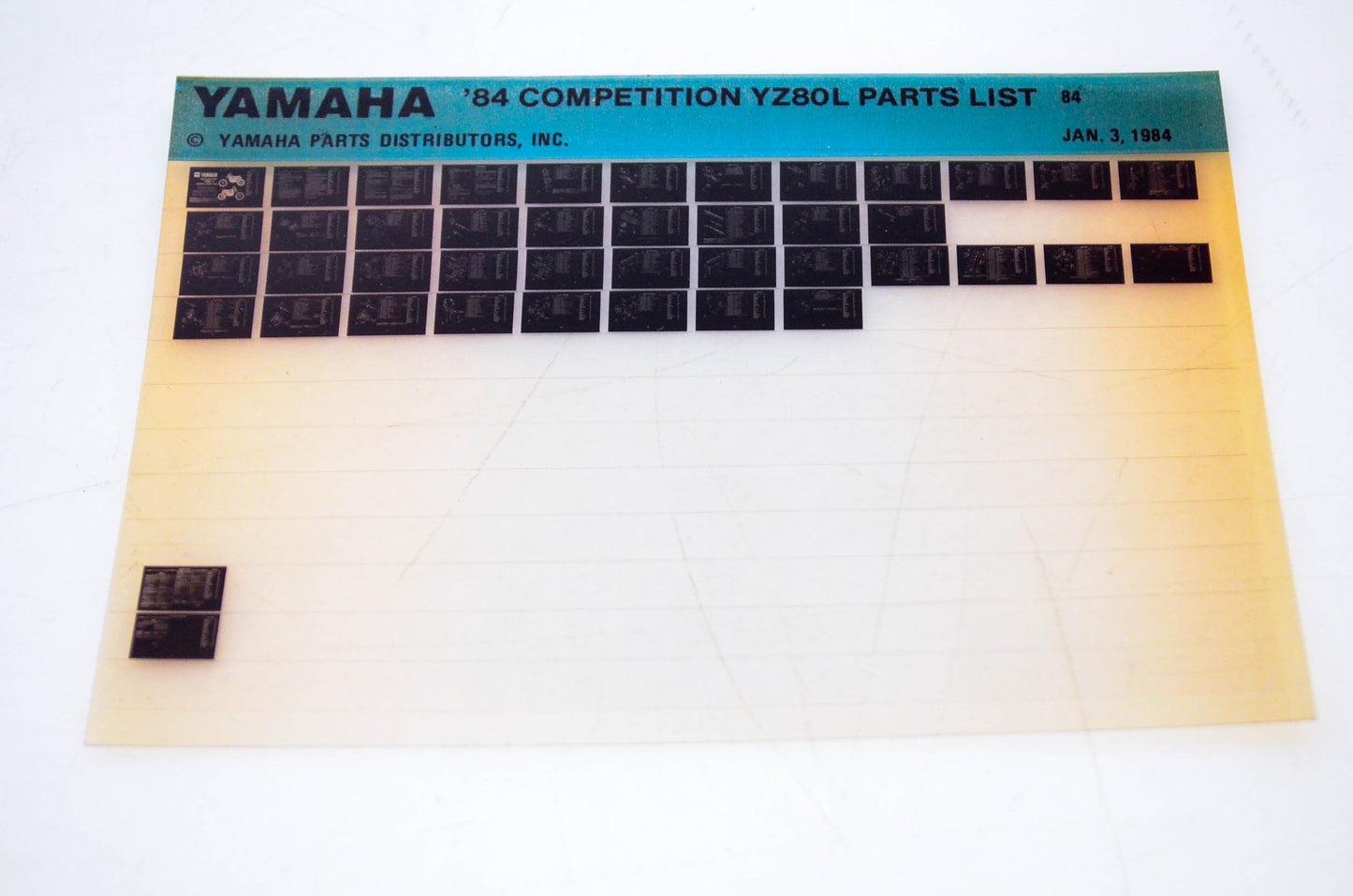 OEM Yamaha YZ80L 1984/January 3 '84 Competition Parts List Microfiche