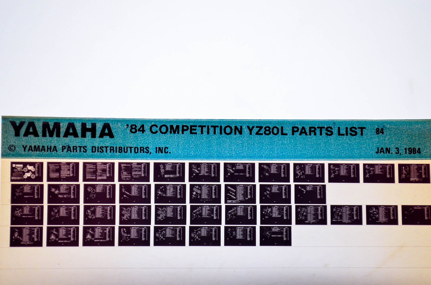 OEM Yamaha YZ80L 1984/January 3 '84 Competition Parts List Microfiche