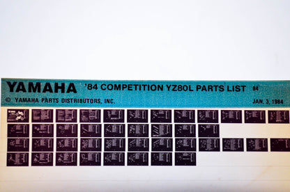 OEM Yamaha YZ80L 1984/January 3 '84 Competition Parts List Microfiche