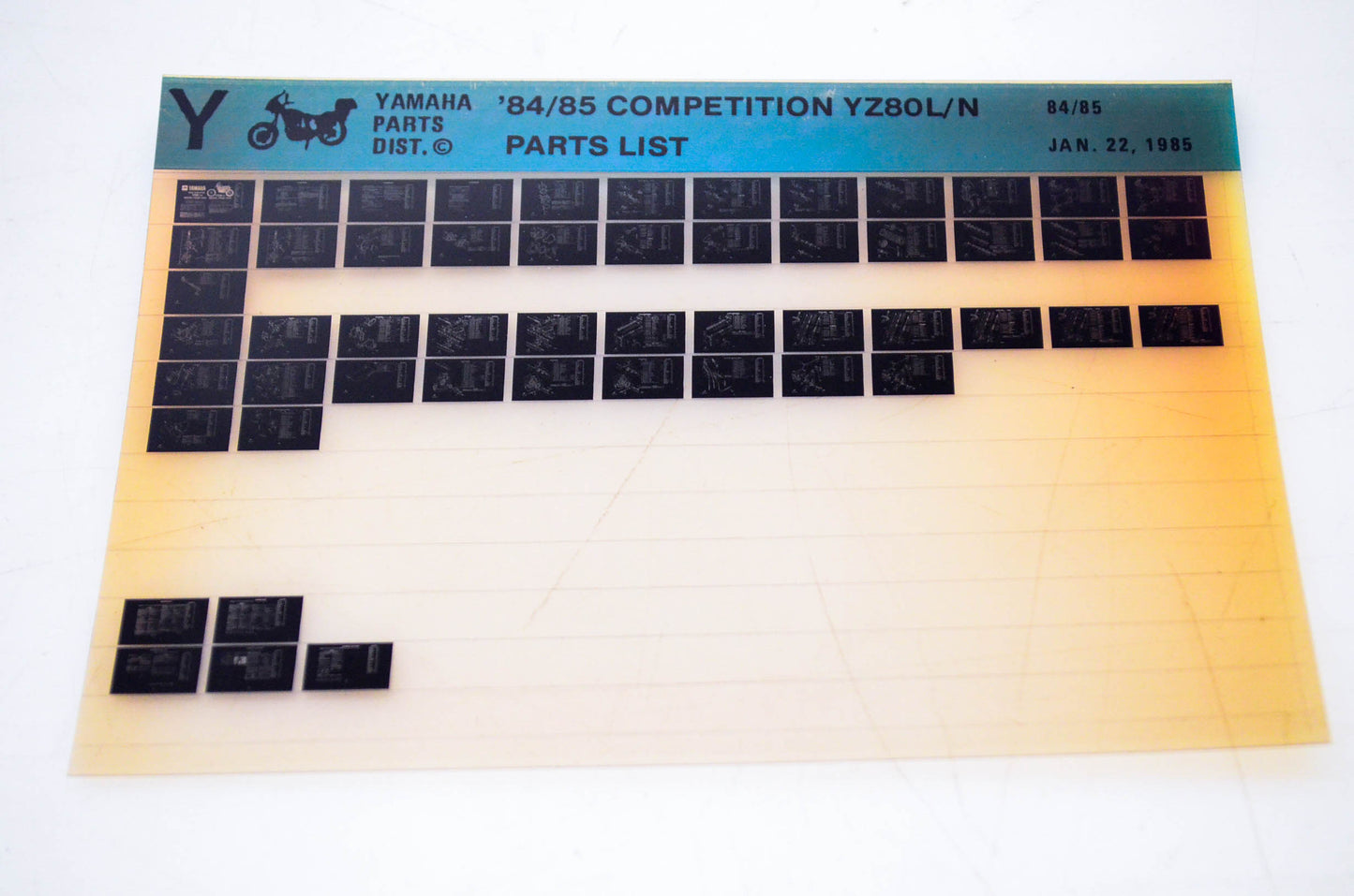 OEM Yamaha YZ80L/N 1985/January 22 '84 - '85 Competition Parts List Microfiche