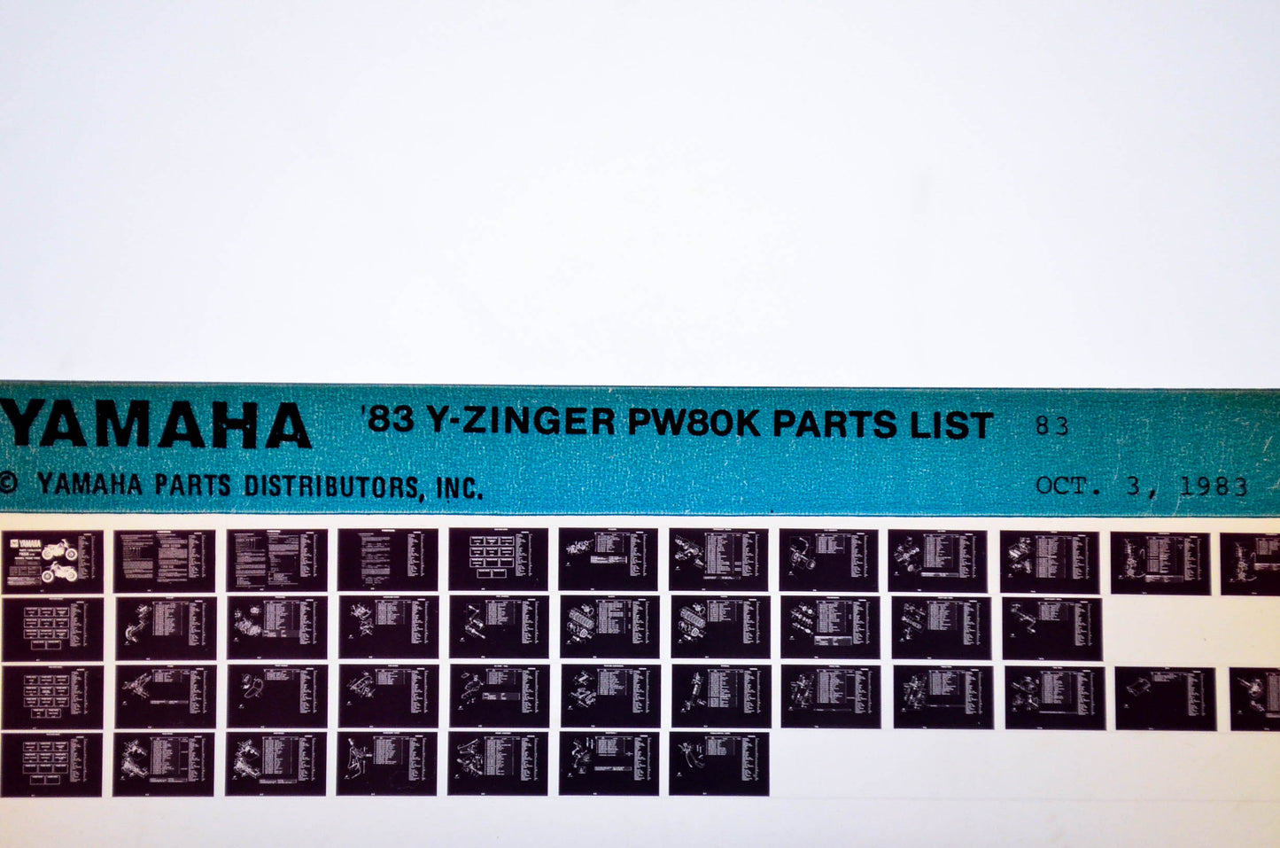 OEM Yamaha PW80 K 1983/October 3 '83 Y-Zinger Parts List Microfiche