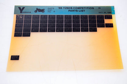 OEM Yamaha YZ80S 1986/October 20 '86 Competition Parts List Microfiche