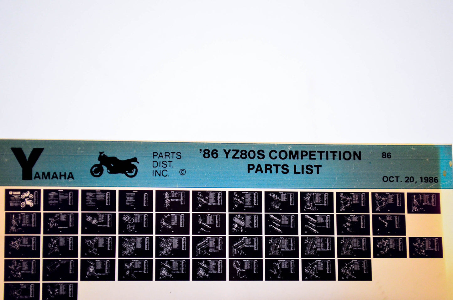 OEM Yamaha YZ80S 1986/October 20 '86 Competition Parts List Microfiche