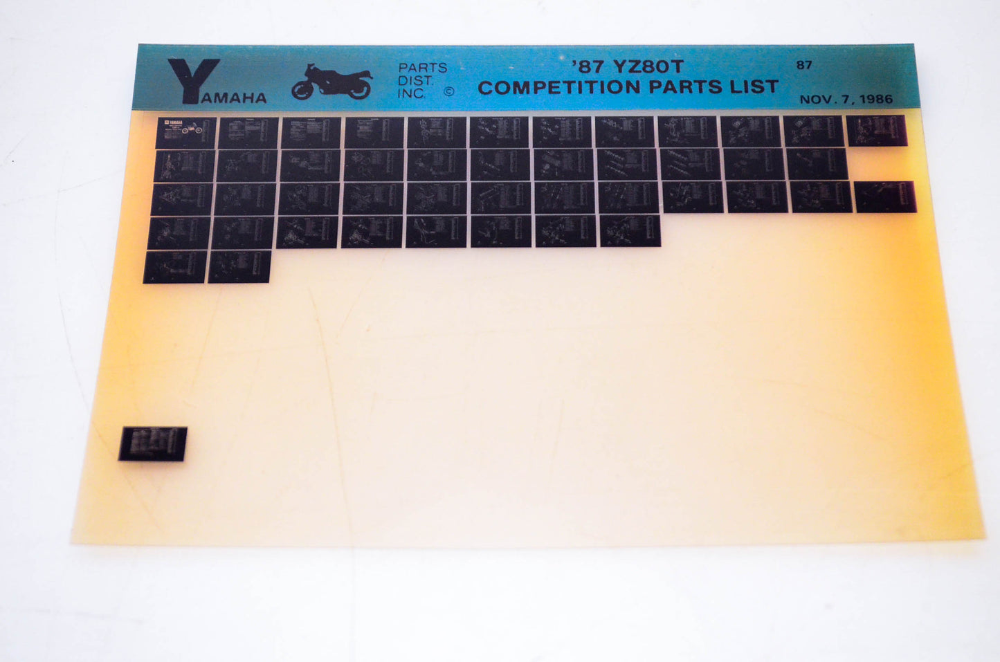 OEM Yamaha YZ80T 1986/November 7 '87 Competition Parts List Microfiche