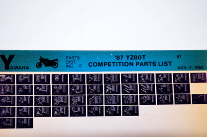 OEM Yamaha YZ80T 1986/November 7 '87 Competition Parts List Microfiche