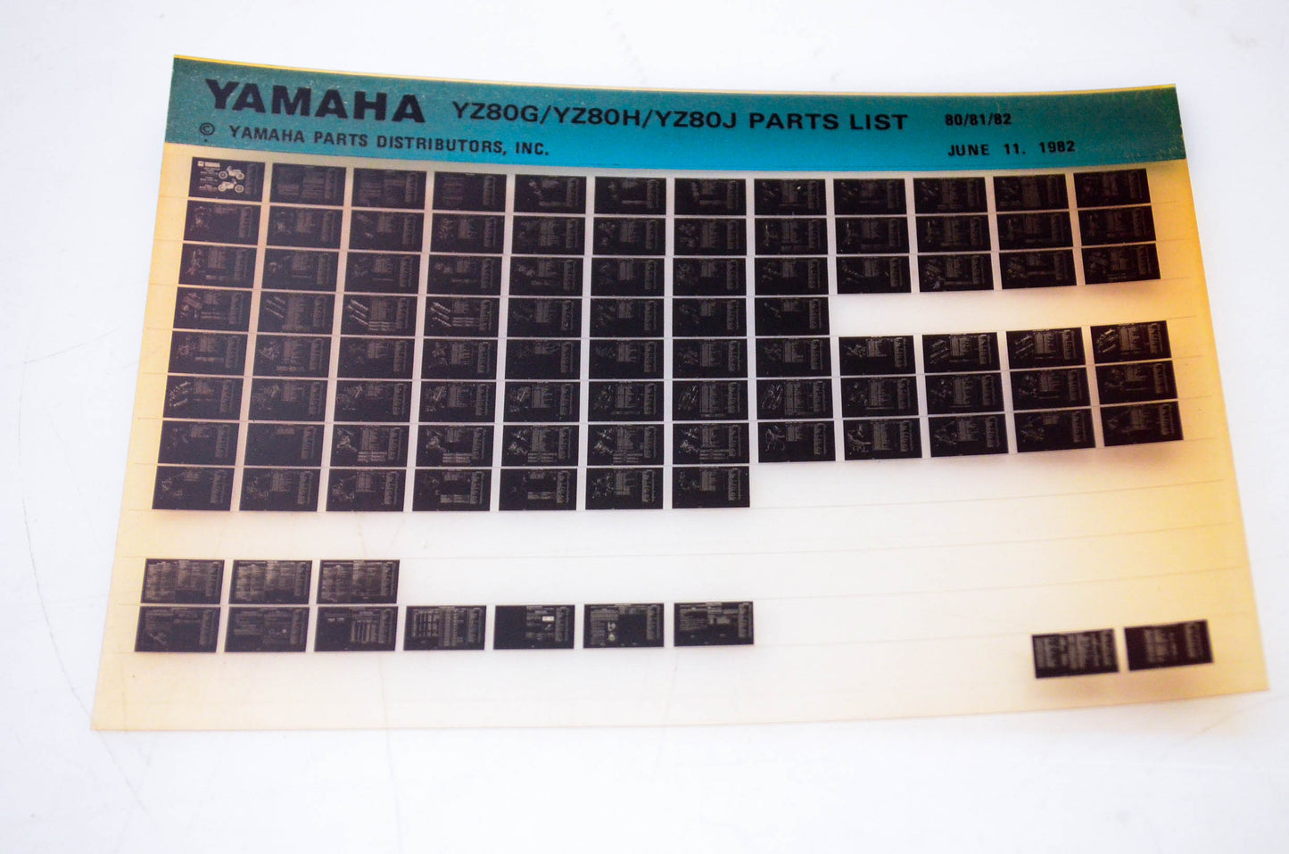 OEM Yamaha YZ80G/YZ80H/YZ80J 1982/June 11 '80 - '82 Parts List Microfiche