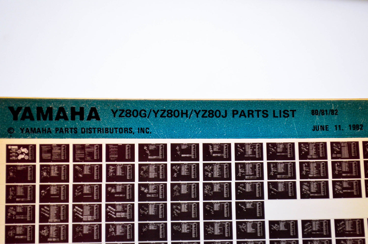 OEM Yamaha YZ80G/YZ80H/YZ80J 1982/June 11 '80 - '82 Parts List Microfiche