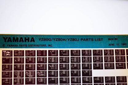 OEM Yamaha YZ80G/YZ80H/YZ80J 1982/June 11 '80 - '82 Parts List Microfiche