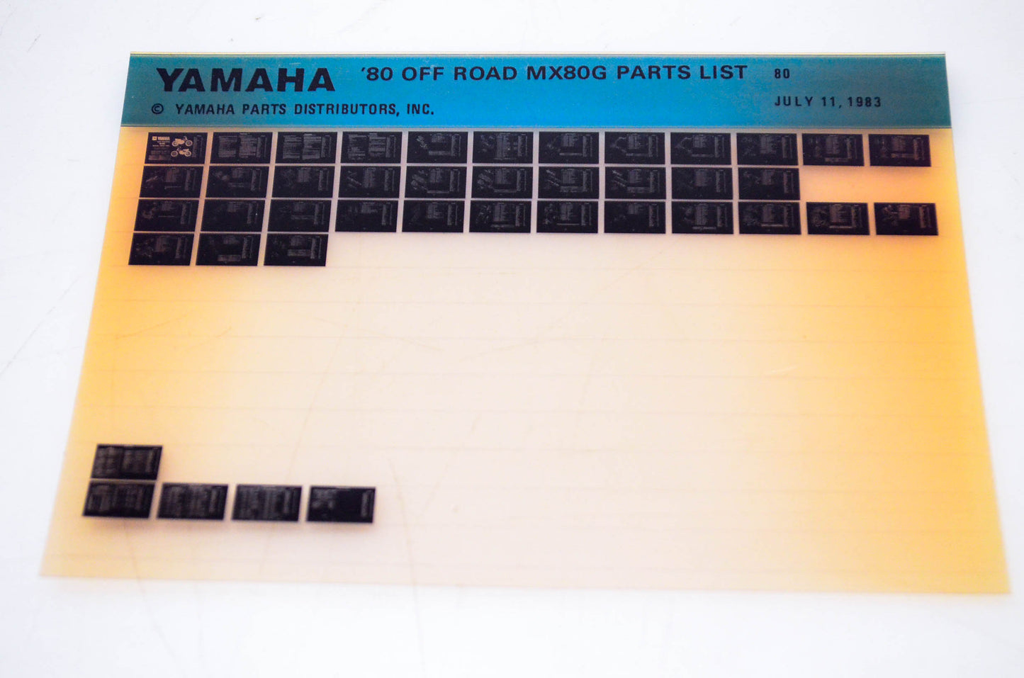 OEM Yamaha MX80G 1983/July 11 '80 Off Road Parts List Microfiche