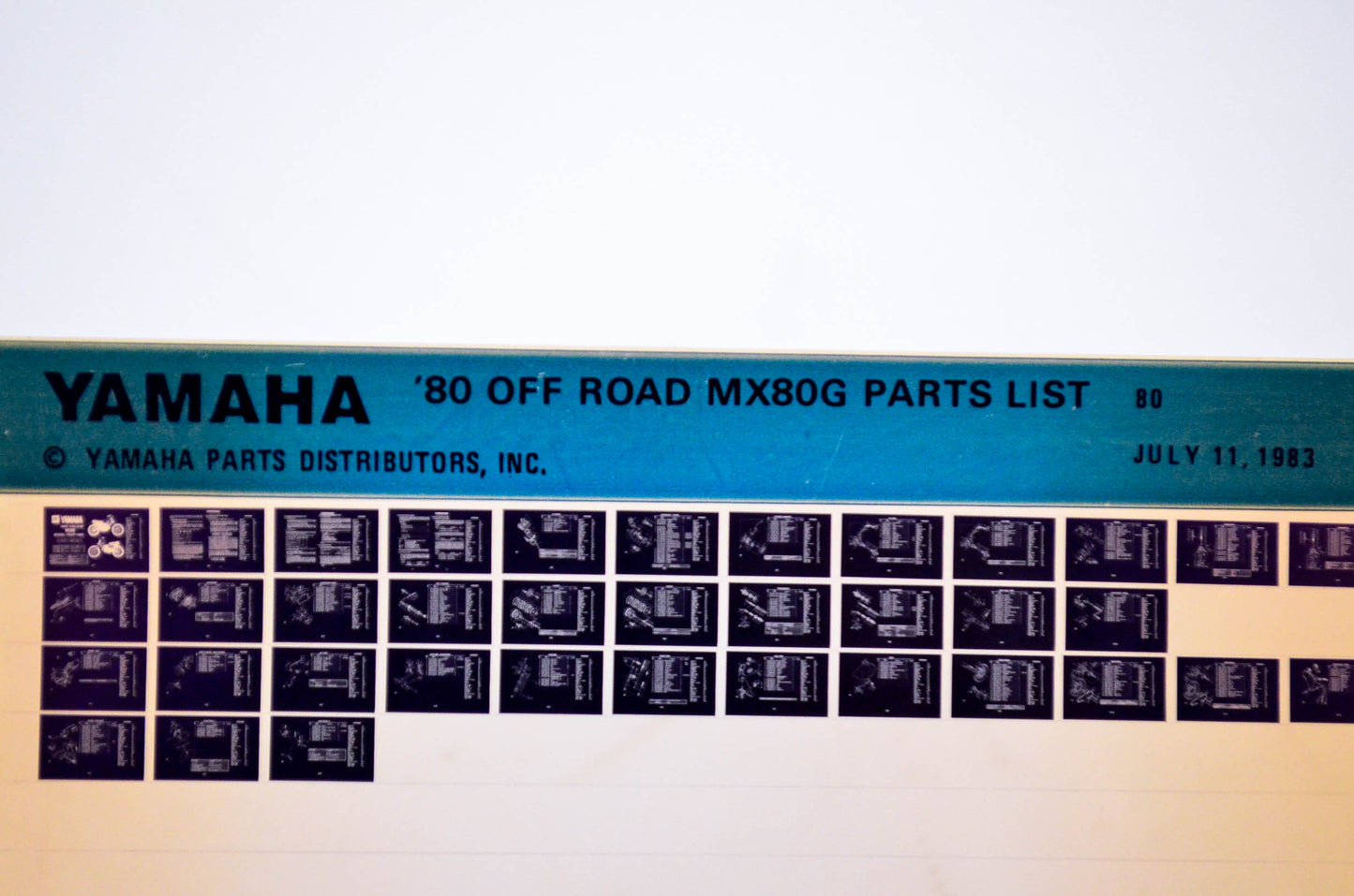 OEM Yamaha MX80G 1983/July 11 '80 Off Road Parts List Microfiche