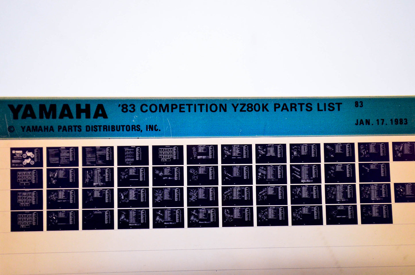OEM Yamaha YZ80K 1983/January 17 '83 Competition Parts List Microfiche