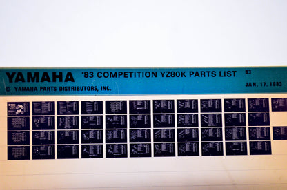 OEM Yamaha YZ80K 1983/January 17 '83 Competition Parts List Microfiche