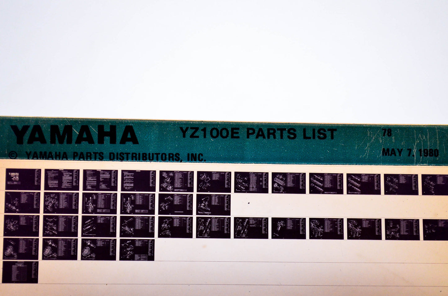 OEM Yamaha YZ100E 1980/May 7 '78 Parts List Microfiche