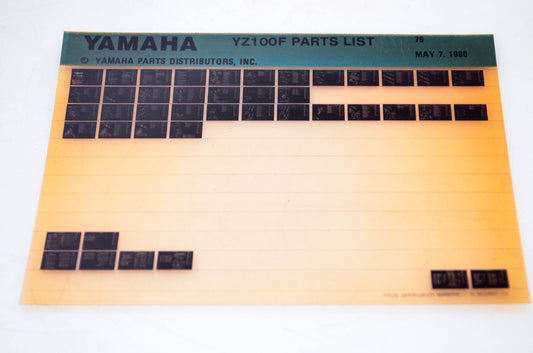 OEM Yamaha YZ100F 1980/May 7 '79 Parts List Microfiche