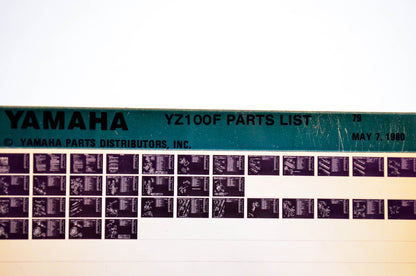 OEM Yamaha YZ100F 1980/May 7 '79 Parts List Microfiche
