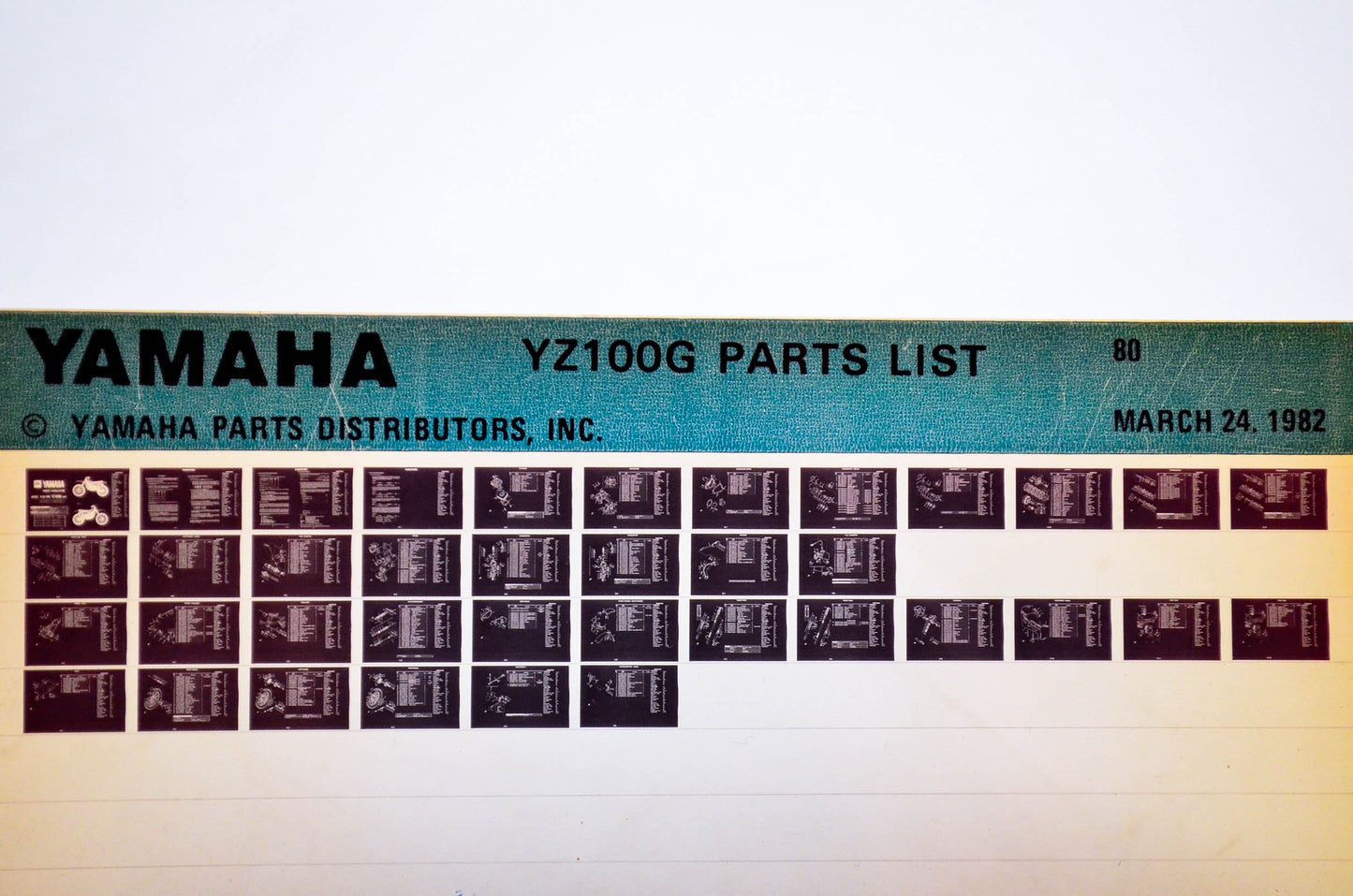 OEM Yamaha YZ100G 1982/March 24 '80 Parts List Microfiche