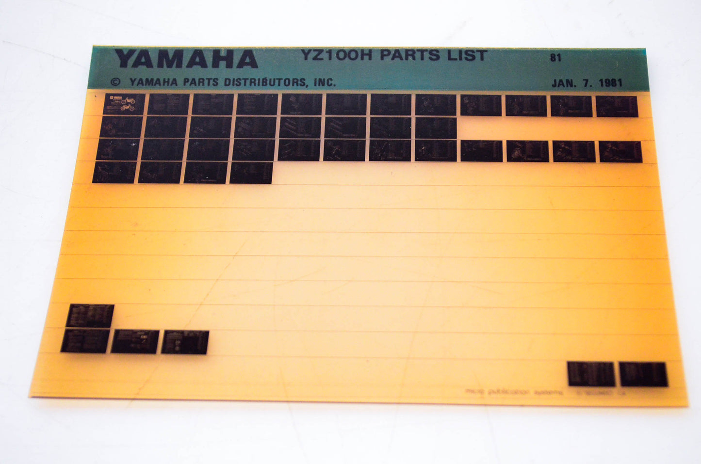 OEM Yamaha YZ100H 1981/January 7 '81 Parts List Microfiche