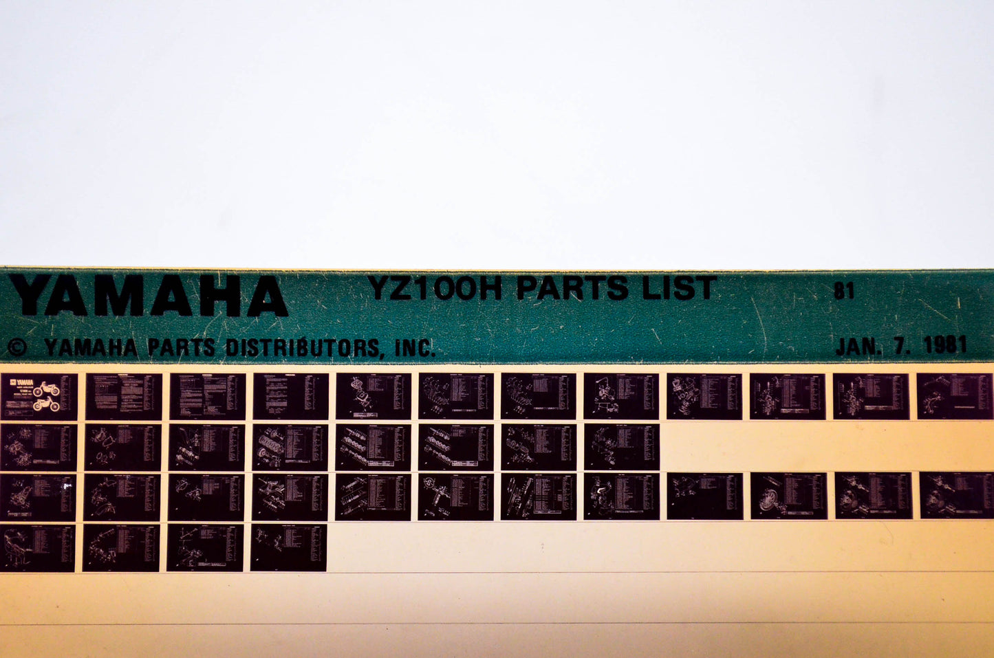 OEM Yamaha YZ100H 1981/January 7 '81 Parts List Microfiche