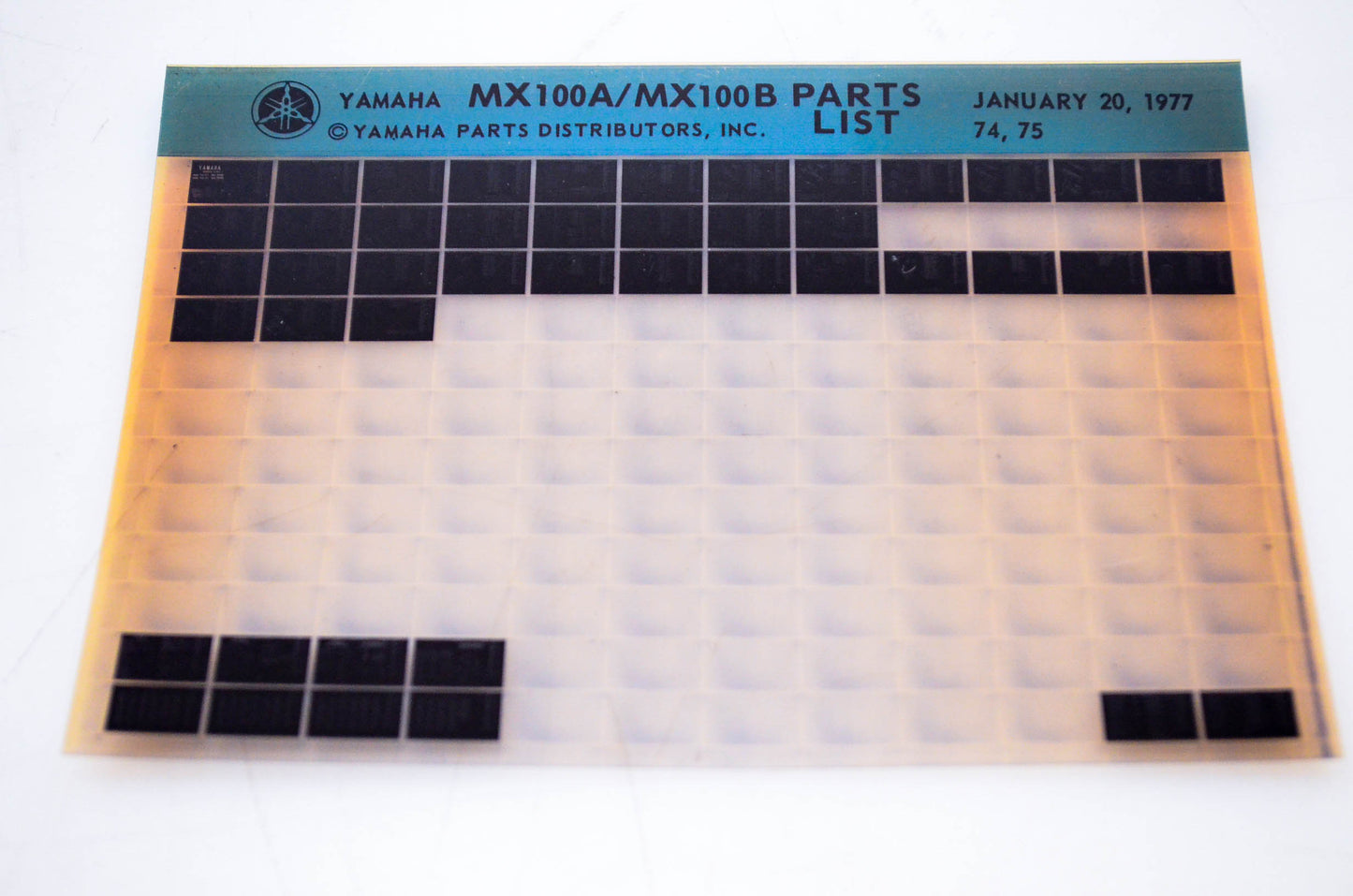 OEM Yamaha MX100A/MX100B 1977/January 20 '74 - '75 Parts List Microfiche
