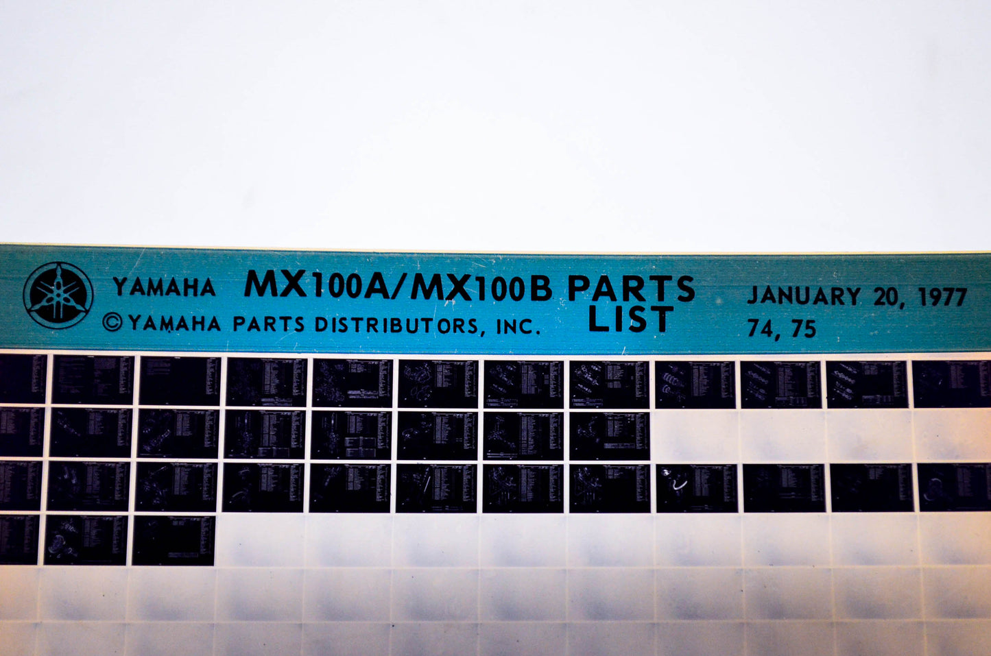 OEM Yamaha MX100A/MX100B 1977/January 20 '74 - '75 Parts List Microfiche