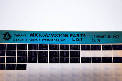 OEM Yamaha MX100A/MX100B 1977/January 20 '74 - '75 Parts List Microfiche