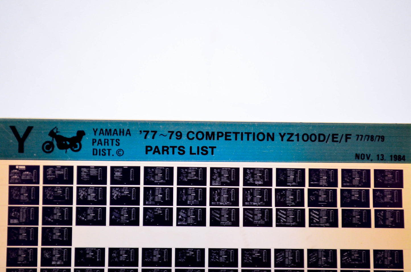 OEM Yamaha YZ100D/E/F 1984/November 13 '77-'79 Competition Parts List Microfiche