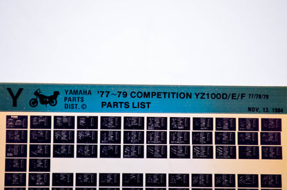 OEM Yamaha YZ100D/E/F 1984/November 13 '77-'79 Competition Parts List Microfiche