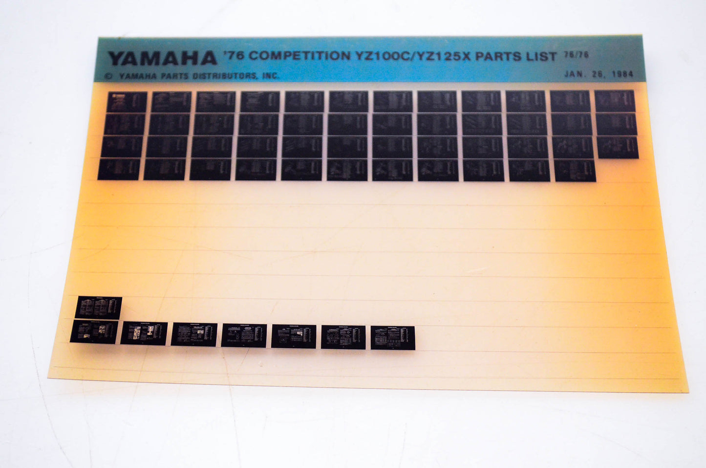 OEM Yamaha YZ100C/YZ125X 1984/January 26 '76 Competition Parts List Microfiche