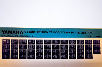 OEM Yamaha YZ100C/YZ125X 1984/January 26 '76 Competition Parts List Microfiche