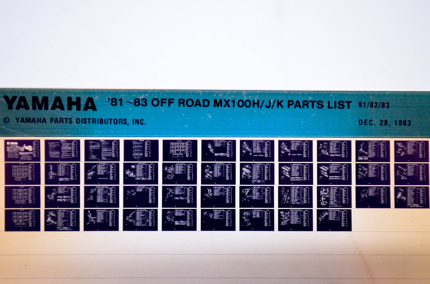 OEM Yamaha MX100H/J/K 1983/December 28 '81 - '83 Off Road Parts List Microfiche