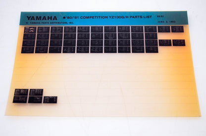 OEM Yamaha YZ100G/H 1983/June 3 '80 - '81 Competition Parts List Microfiche