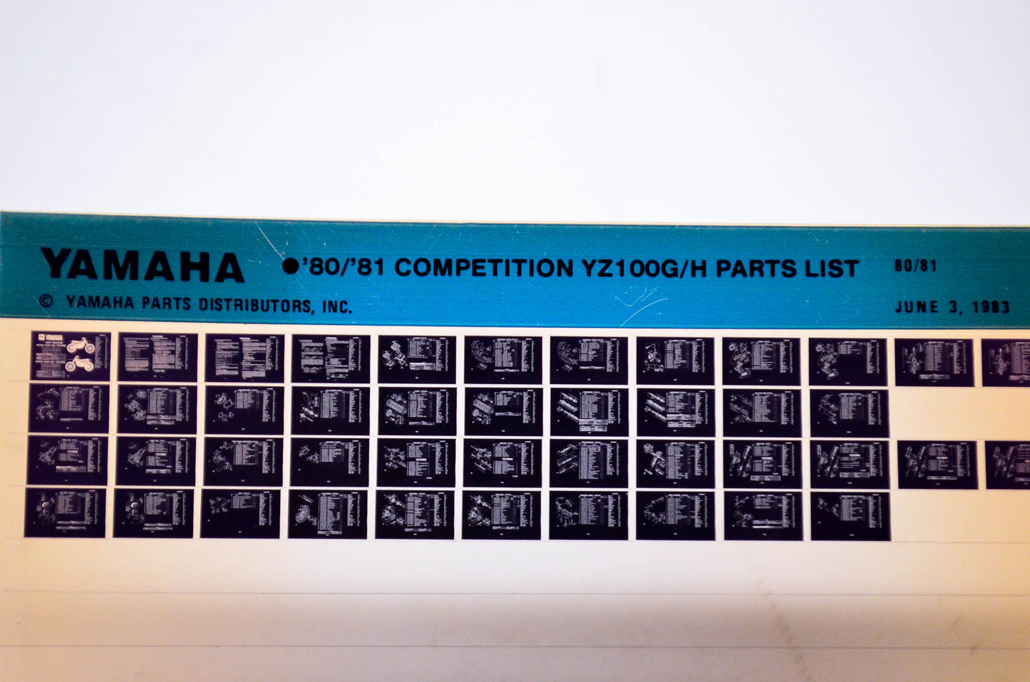 OEM Yamaha YZ100G/H 1983/June 3 '80 - '81 Competition Parts List Microfiche