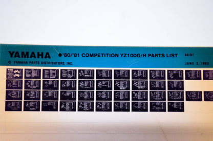 OEM Yamaha YZ100G/H 1983/June 3 '80 - '81 Competition Parts List Microfiche