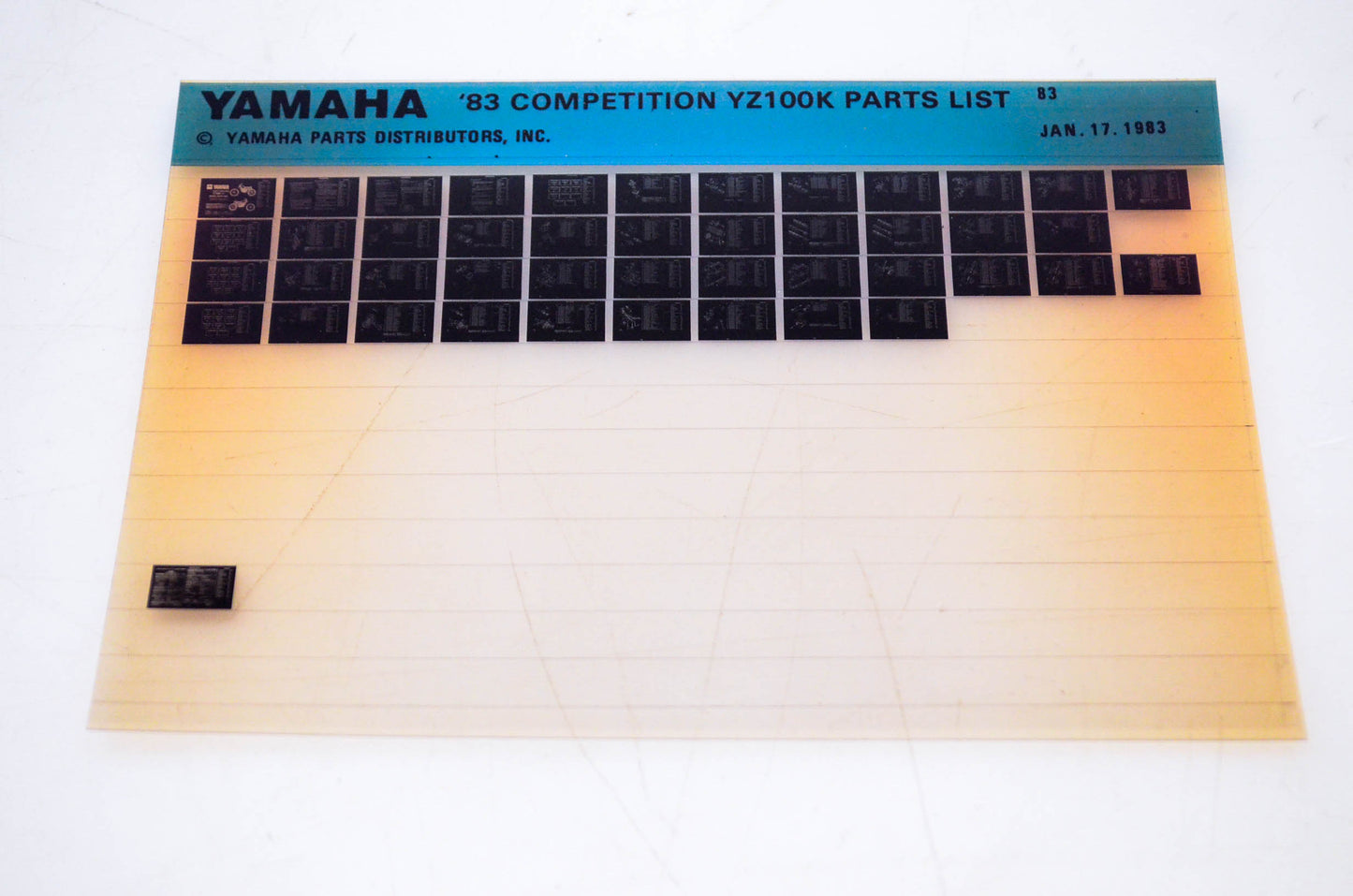 OEM Yamaha YZ100K 1983/January 17 '83 Competition Parts List Microfiche