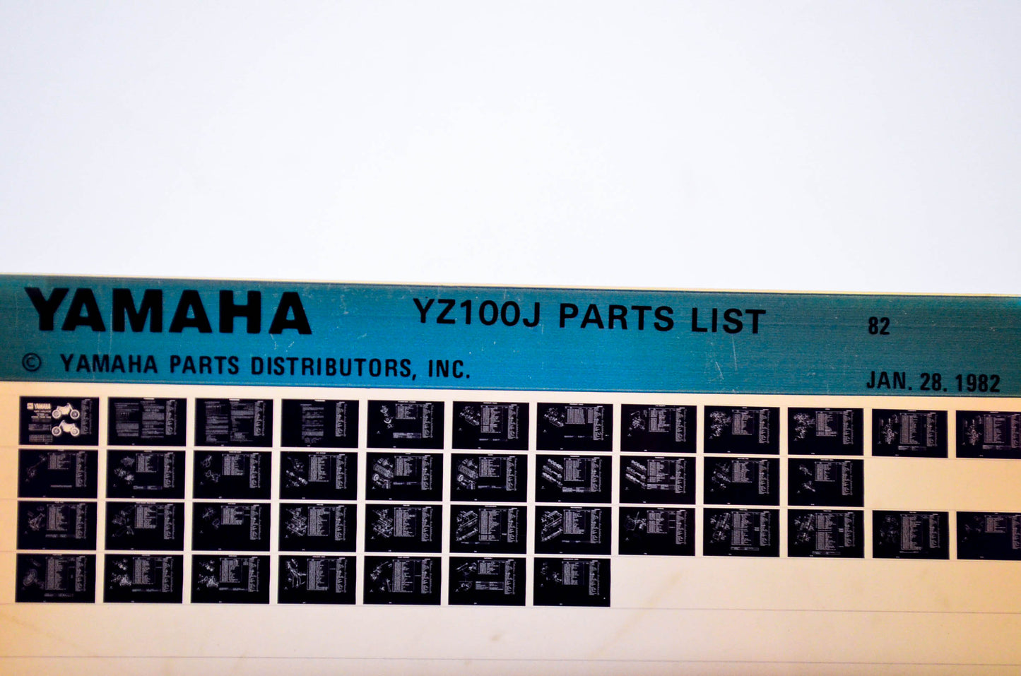 OEM Yamaha YZ100J 1982/January 28 '82 Parts List Microfiche