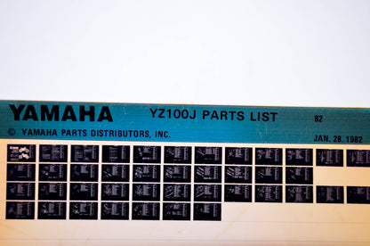 OEM Yamaha YZ100J 1982/January 28 '82 Parts List Microfiche