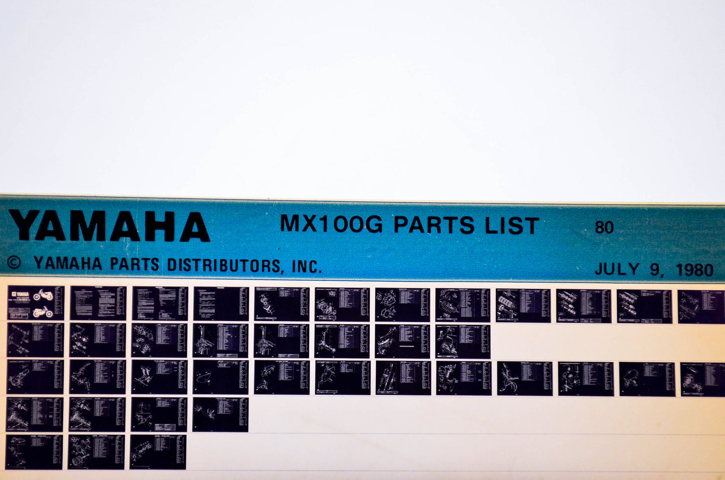 OEM Yamaha MX100G 1980/July 9 '80 Parts List Microfiche