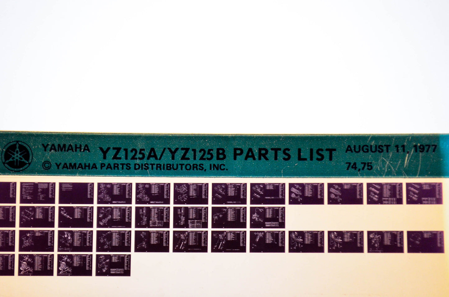 OEM Yamaha YZ125A/YZ125B 1977/August 11 '74 - '75 Parts List Microfiche