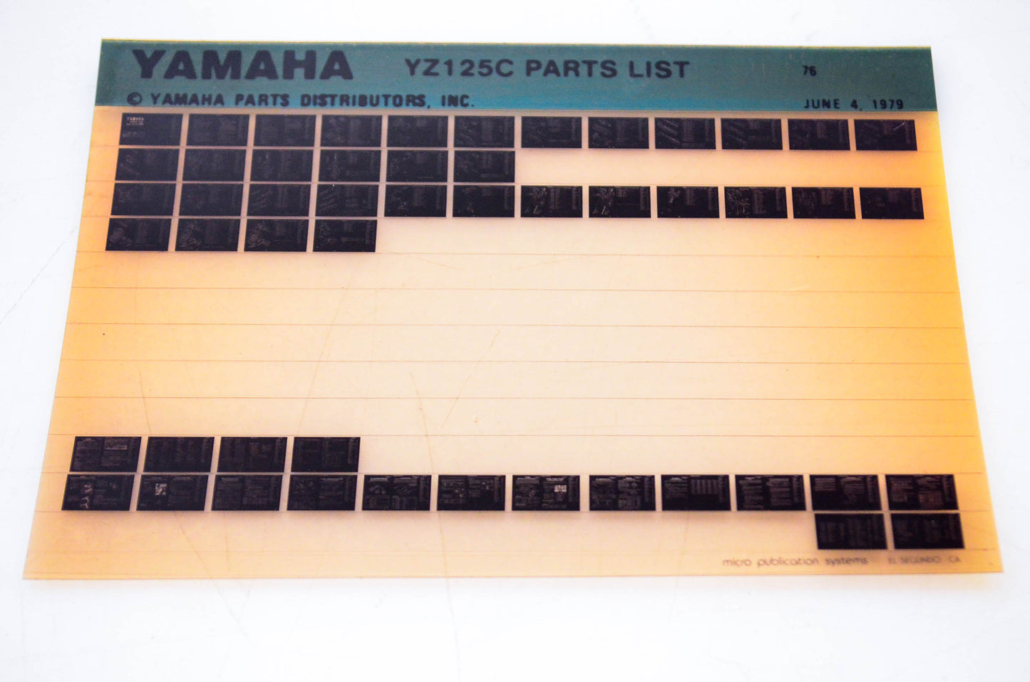 OEM Yamaha YZ125C 1979/June 4 '76 Parts List Microfiche