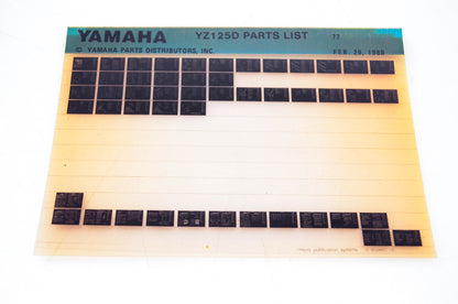 OEM Yamaha YZ125D 1980/February 29 '77 Parts List Microfiche
