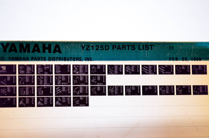 OEM Yamaha YZ125D 1980/February 29 '77 Parts List Microfiche
