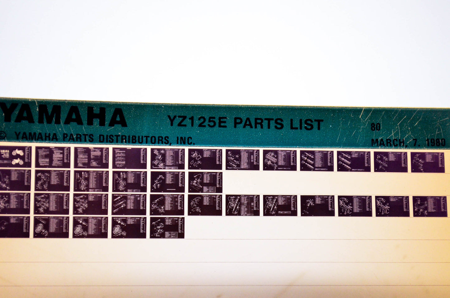 OEM Yamaha YZ125E 1980/March 7 '80 Parts List Microfiche