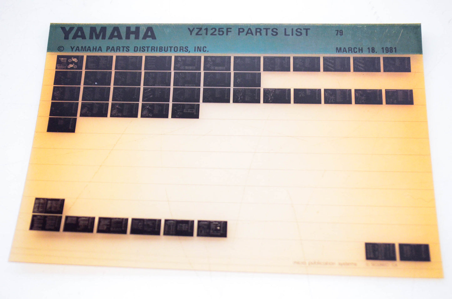 OEM Yamaha YZ125F 1981/March 18 '79 Parts List Microfiche