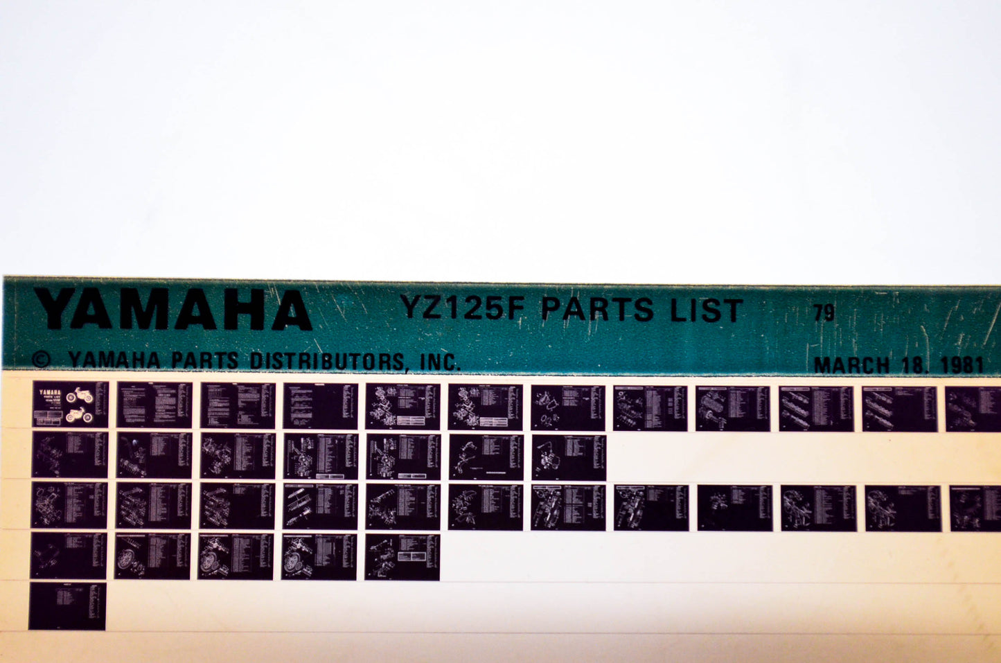 OEM Yamaha YZ125F 1981/March 18 '79 Parts List Microfiche