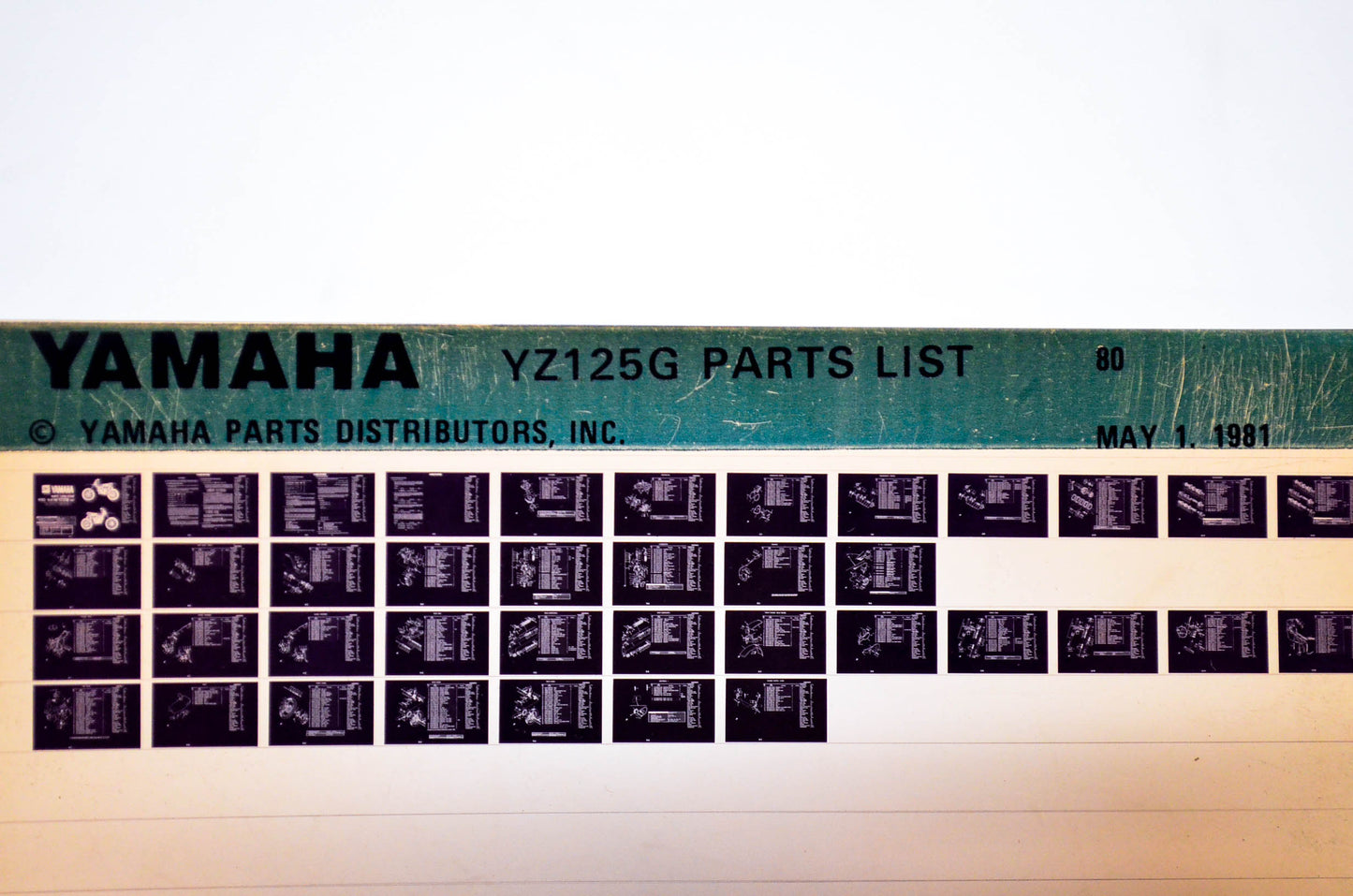 OEM Yamaha YZ125G 1981/May 1 '80 Parts List Microfiche