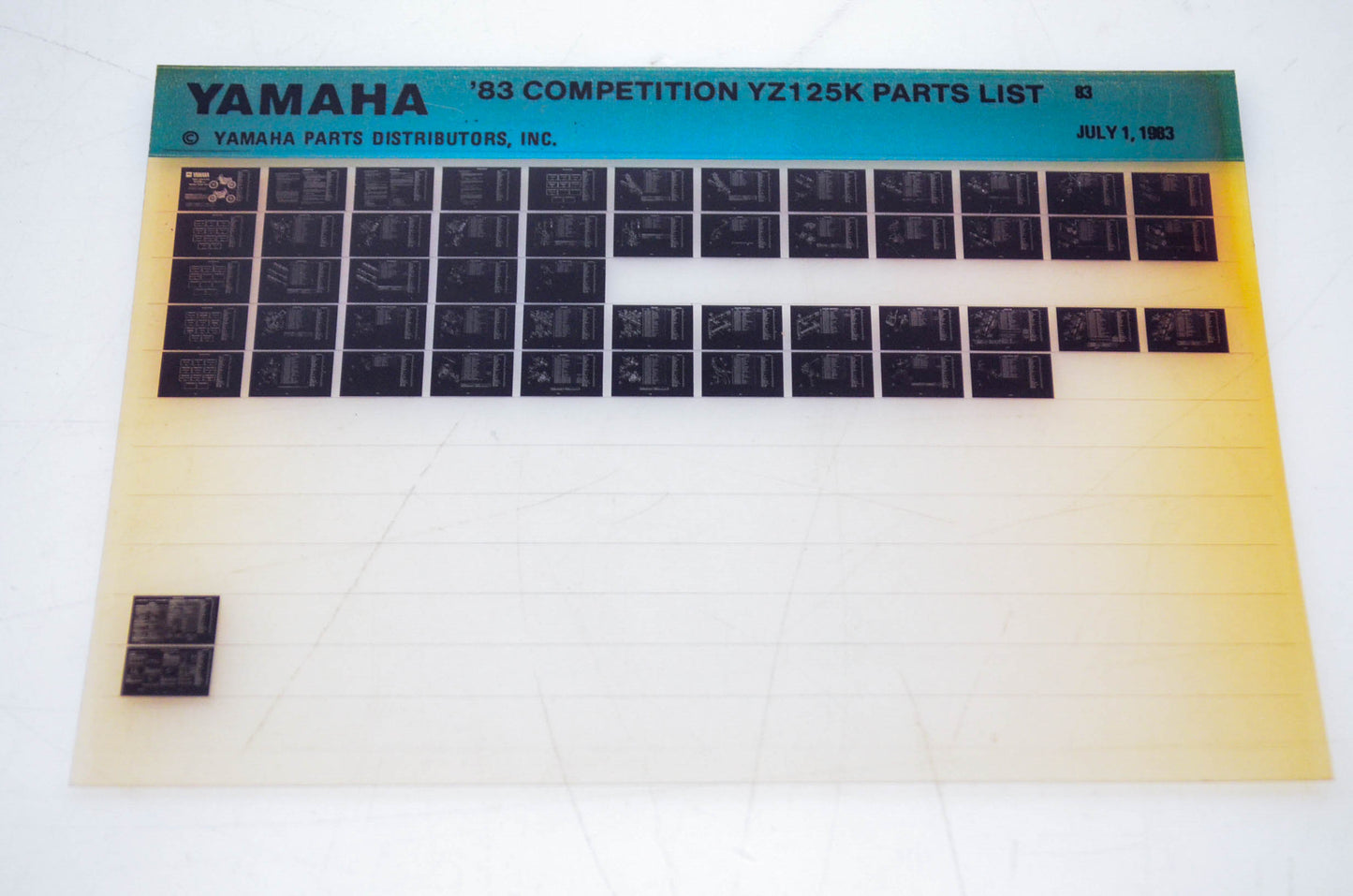 OEM Yamaha YZ125K 1983/July 1 '83 Competition Parts List Microfiche