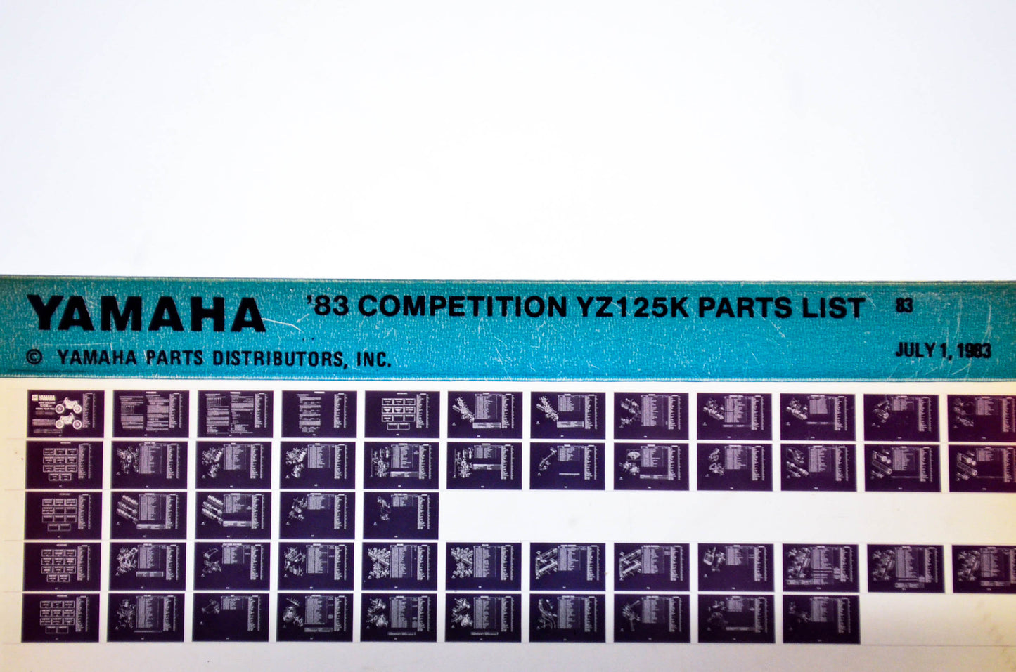 OEM Yamaha YZ125K 1983/July 1 '83 Competition Parts List Microfiche