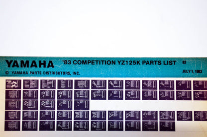 OEM Yamaha YZ125K 1983/July 1 '83 Competition Parts List Microfiche