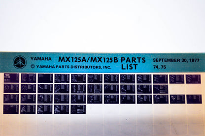 OEM Yamaha MX125A/MX125B 1977/September 30 '74 - '75 Parts List Microfiche