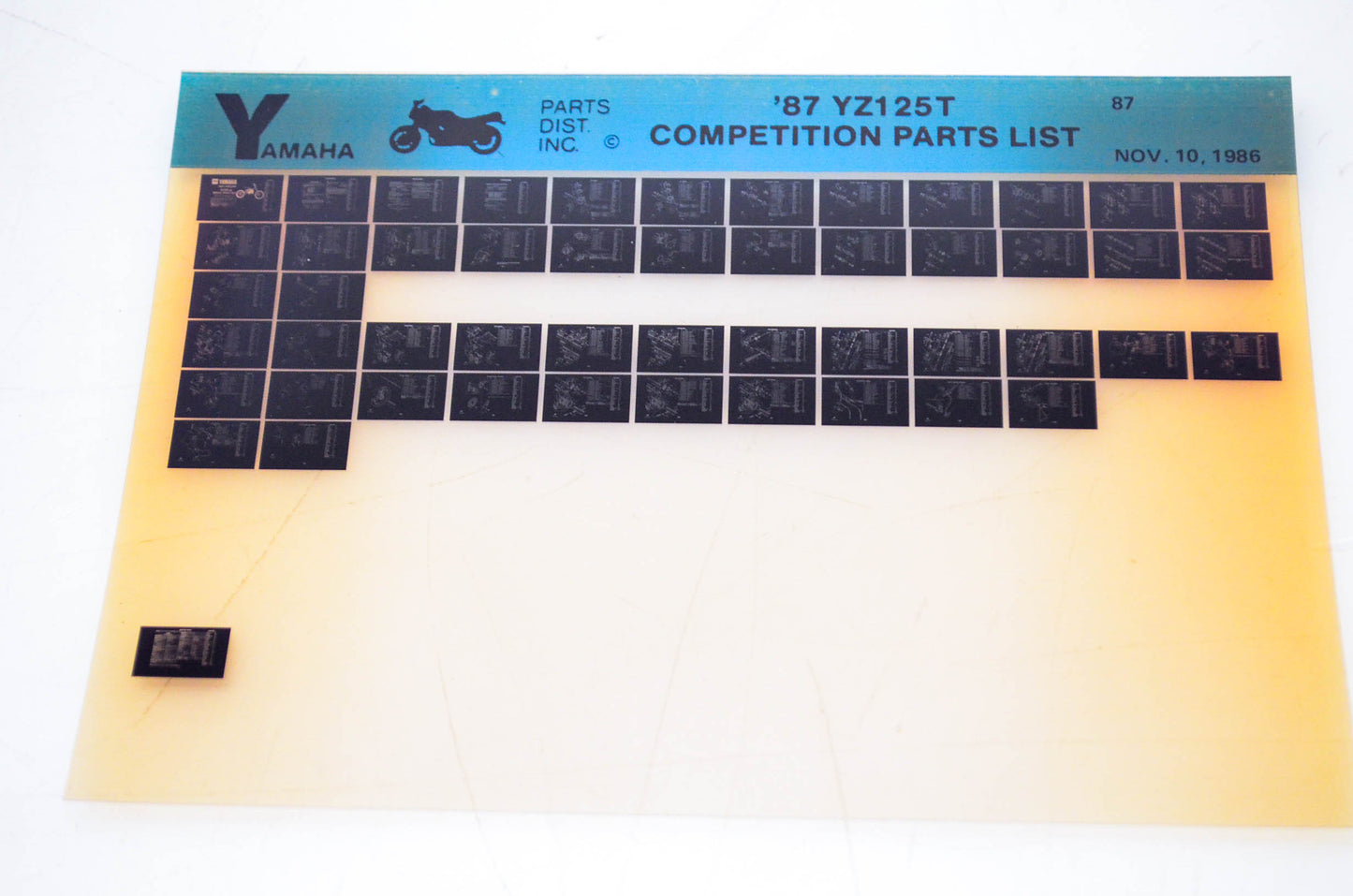 OEM Yamaha YZ125T 1986/November 10 '87 Competition Parts List Microfiche